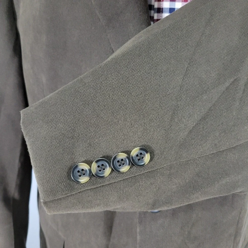 Andrew Fezza Men's Sport Coat Blazer Two Button Brown Suede‎ Polyester Blend 46R